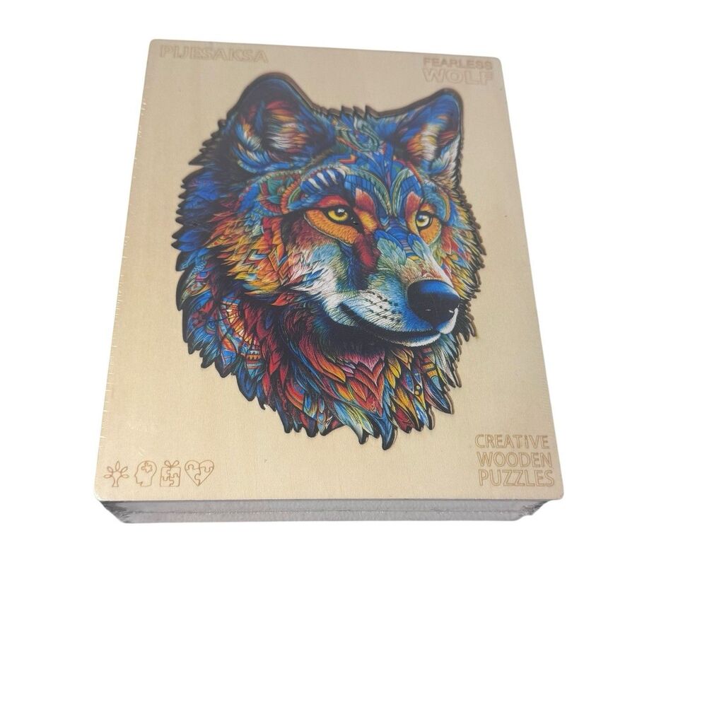 Fearless Wolf Wooden Puzzle 100 Pcs 8.2”x 5.9" - Creative Wooden Puzzles